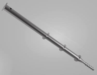 Jordskrue Ø68 × 1600 mm – 3 spiralvinger og M16