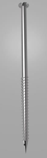 Jordskrue Ø76 × 2000 mm – Ø150 mm flens og M16